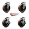 Service Caster 6'' High Temp Glass Filled Nylon Swivel Caster Set w/Roller Bearings 2 Brakes, 4PK SCC-20S620-GFNRHT-2-TLB-2 - alternate 6